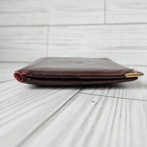 Cartier Vintage Must De Bi Fold Wallet with Coin Pouch in Burgundy Leather - Picture 6 of 16